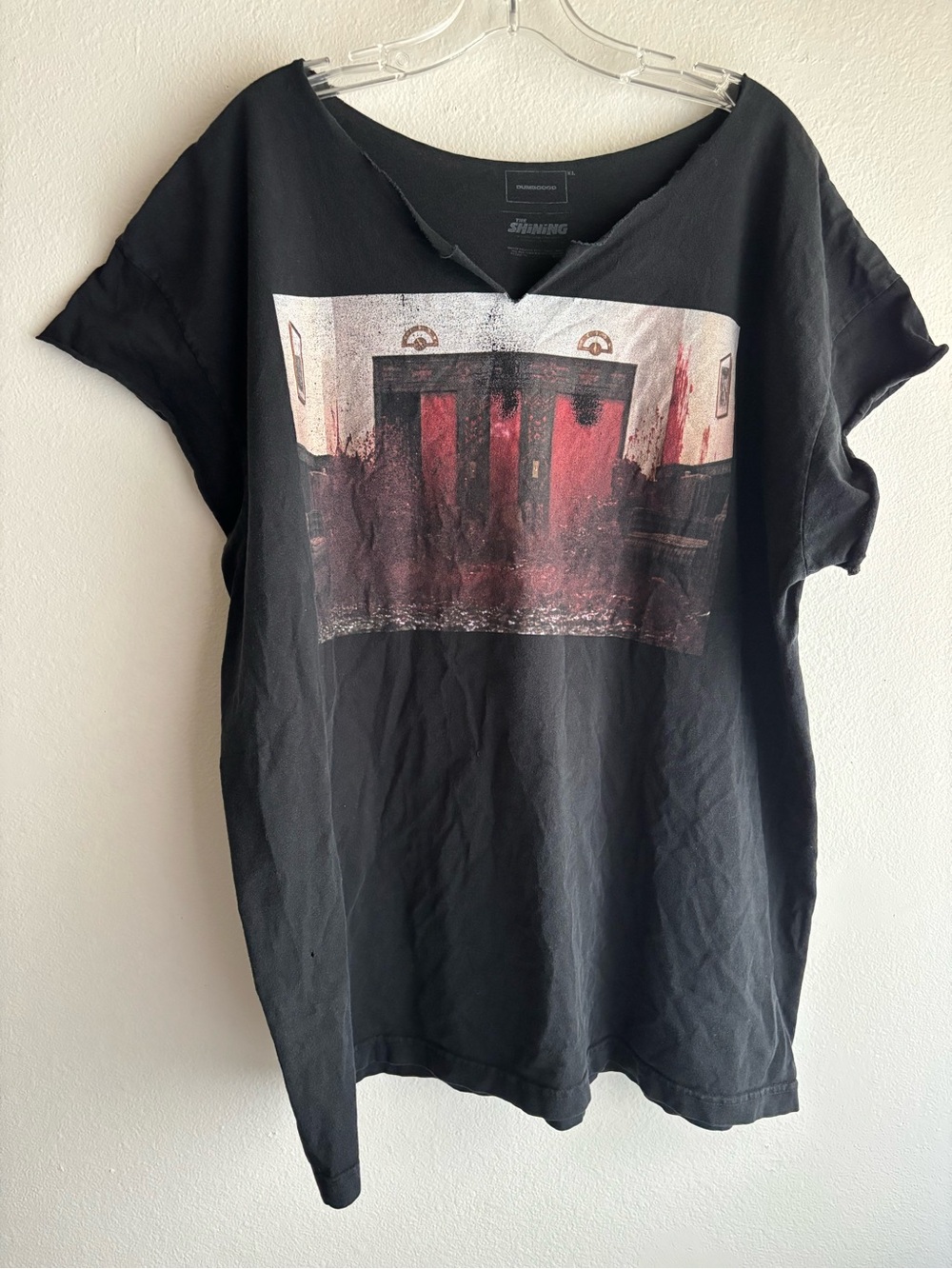 The Shining Dumbgood T-Shirt Black Distressed Thrashed Neck Cut Sleeves